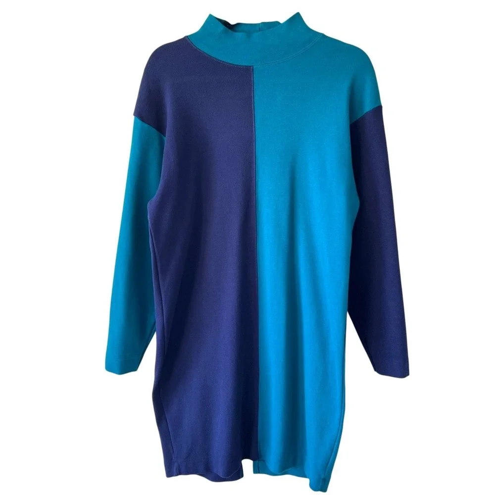 Vintage Britches Great Outdoors Colorblock Tunic Dress Sz M 90s Minimalism Y2K - Picture 2 of 6